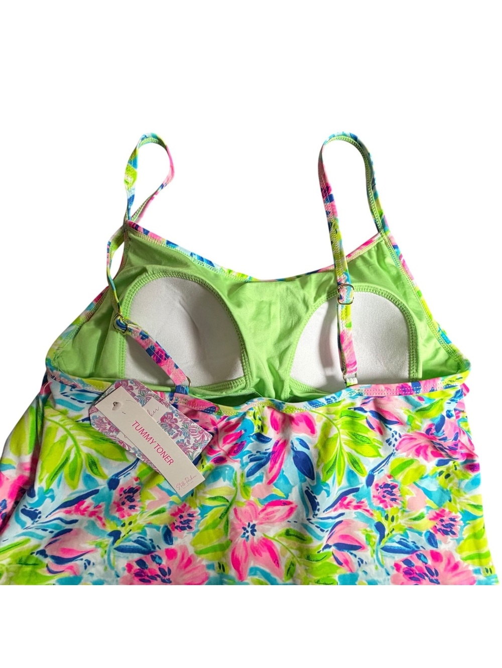 Stella Parker ruffle tiered shelf bra molded cup tankini swim top size M NWT - Picture 4 of 9